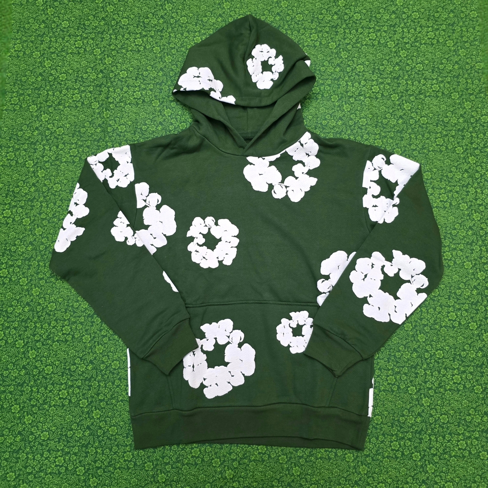 Green Denim Tear with White Floral Pattern Unisex